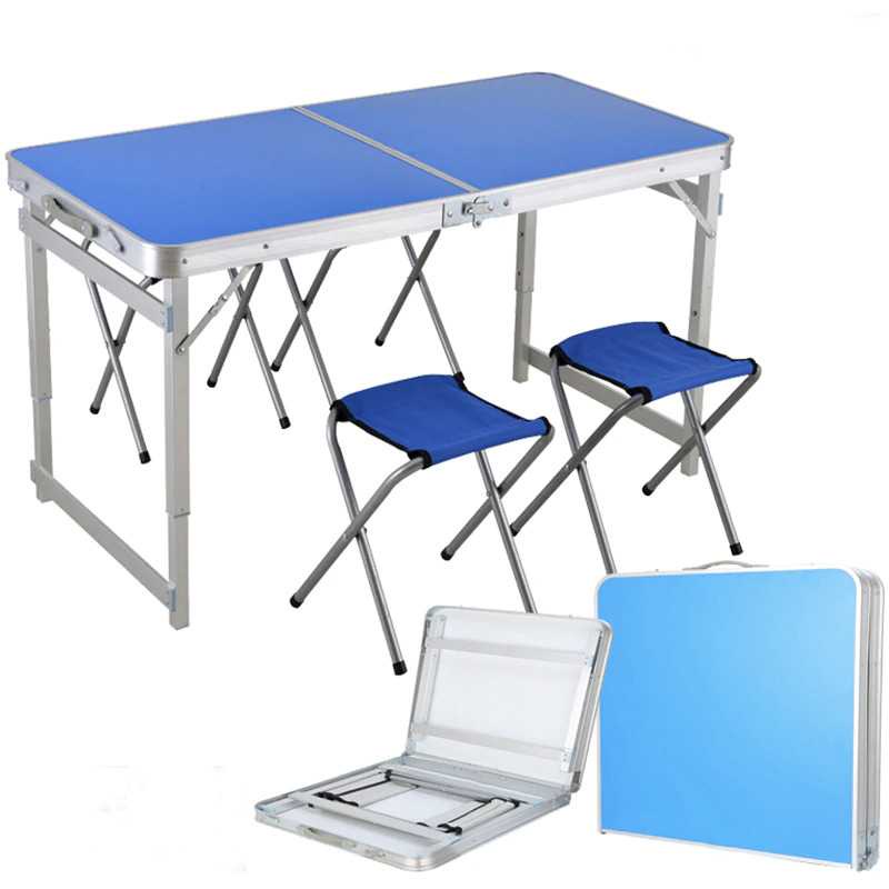 Meja Lipat Besar Set Portabel Aluminium Outdoor Kaki Kotak Camping Berkemah Kursi Lipat Camping Outd