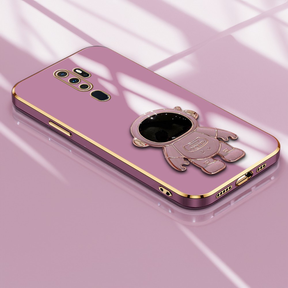 Casing Hp Untuk OPPO A5 A9 2020 Phone Case Light Luxury Astronaut Holder Handphone Silikon Softcase