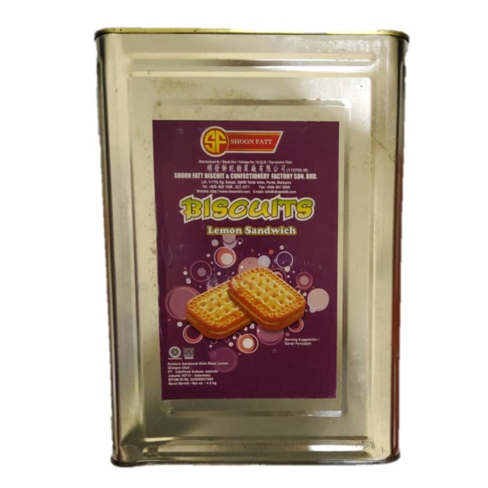 

100gr Lemon Puff Shoon Fatt Biscuit Jeruk krim Sandwich 100gr Malaysia