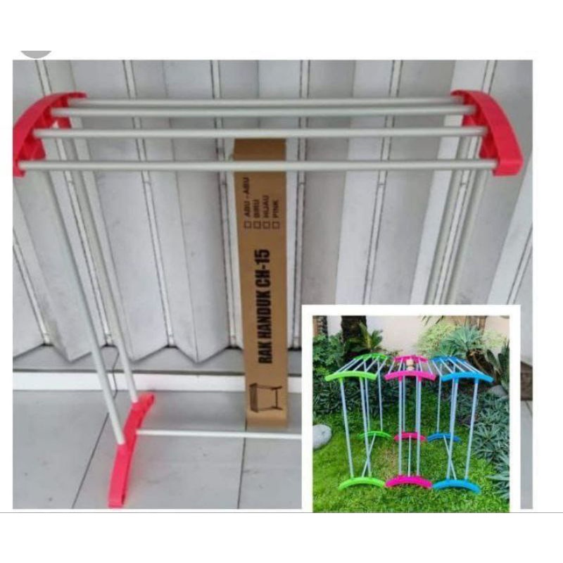(GS) Jemuran handuk baju CH-15A / Rak handuk aluminium bongkar pasang