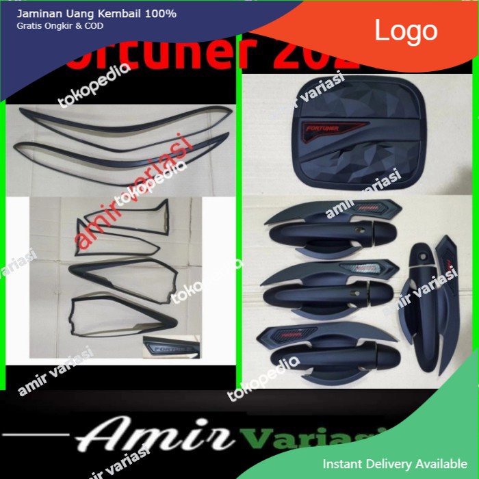 Toyota Fortuner 2021 paket garnish outer handle tank cover hitam doff Aksesoris mobil