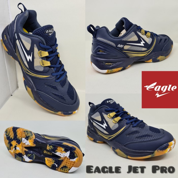 Terlaris ✨ -Sepatu Badminton EAGLE JET PRO Series (Original) - Merah Hitam, 44