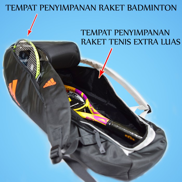 ✨LARIS✨ -Tas Raket Badminton Bulutangkis / Tenis Adidas VS3.1 6 Racket Bag Grey