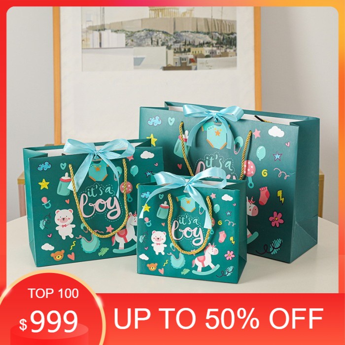

KADO NATAL. DEKORASI NATAL. Paperbag Hampers natal Merry Christmas Boy & Girl Lucu - Boy, 36 X 25 X 12 Cm
