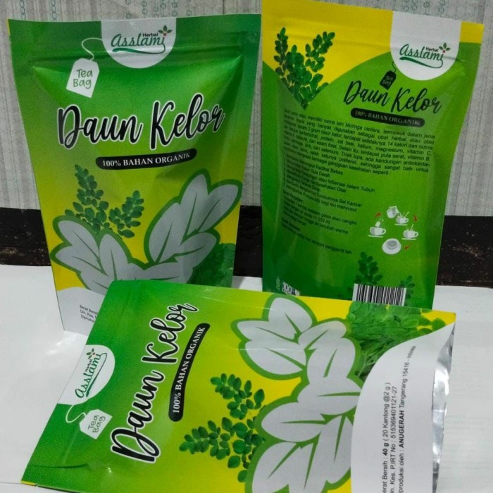 

COD - Daun Kelor | Teh Celup Daun Kelor Murni Asslami | Radikal Bebas kemasan pouch Menangkal Radikal bebas, Menurunkan kadar Gula darah, Mengontrol tekanan darah, dll