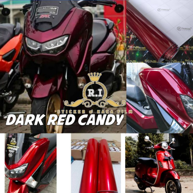 Sticker Scotlite Merah Tua Mettalik Candy Scotlite Dark Red Candy Skotlet Motor Vario Merah Tua Cand