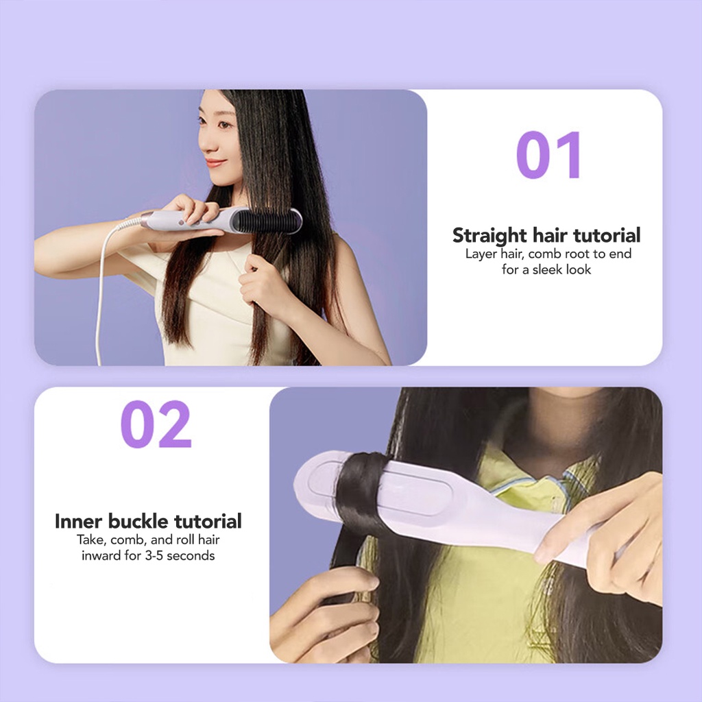 Thinkplus X Hyundai Z02 Hair Straightener Sisir Pelurus Pengeriting Rambut Elektrik Portable