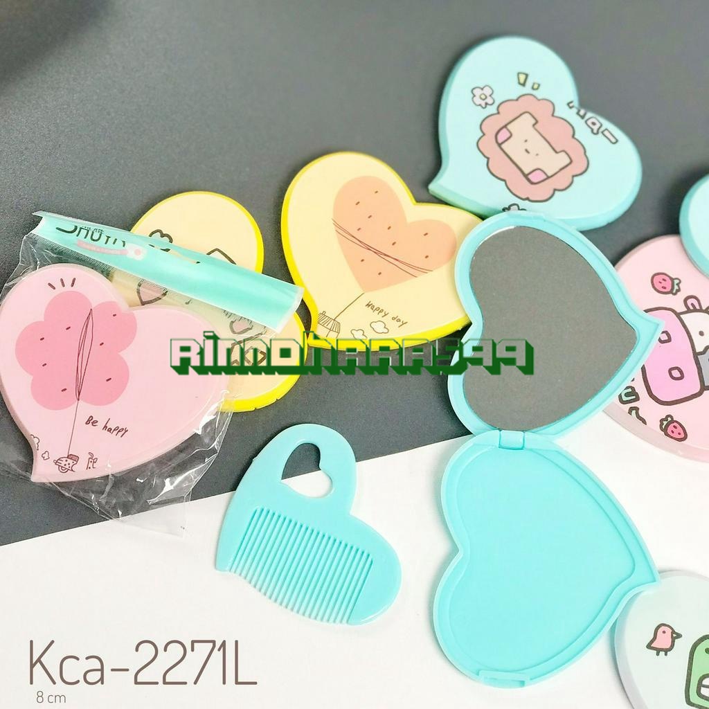 CERMIN PLASTIK DESAIN MINI LUCU - LUCU BENTUK LOVE PERJALANAN UNTUK ANAK-ANAK CERMIN KOSMETIK RIAS