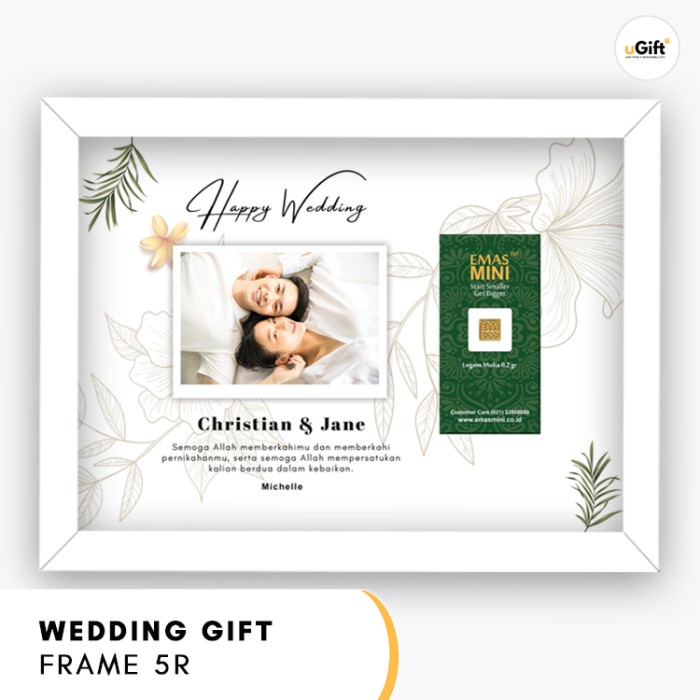 Kado Pernikahan Wedding Gift Frame 5R / Kado Unik / Hampers Emas Mini - WG5