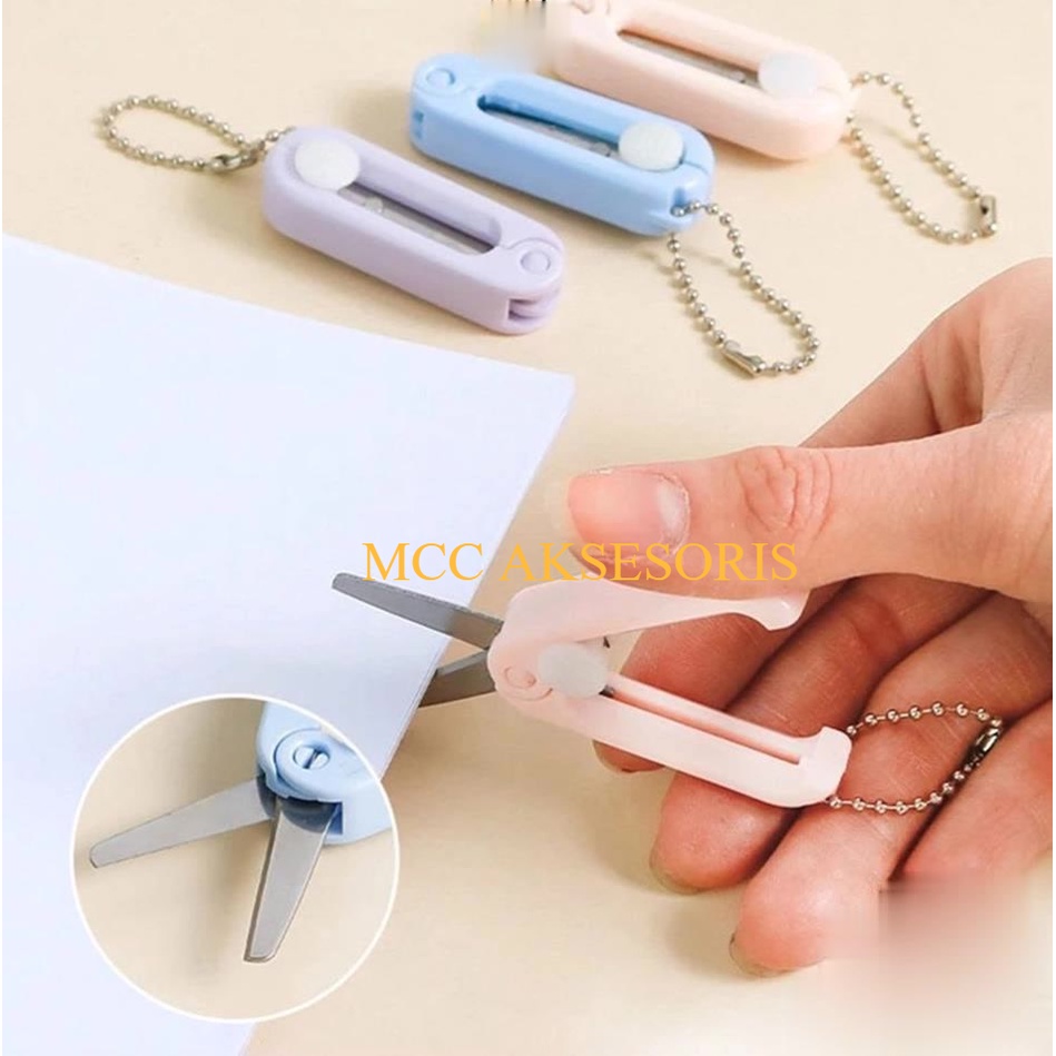 

MCC Gunting Lipat mini Portable tarik Stainless Steel Retractable Mini Folding Scissors Pemotong Kertas Paper Cutter lucu