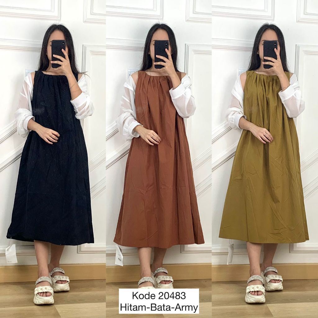 Inner Dress Tanpa Lengan Premium I Dress Panjang Polos I Dres Tanpa Lengan