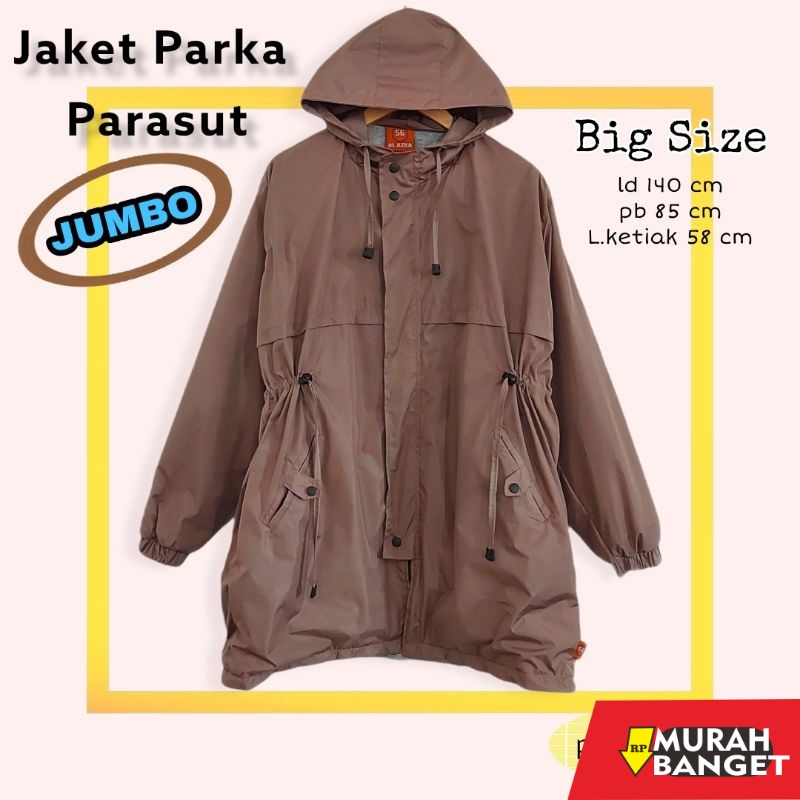 Outer pria  ukuran besar- Jaket parka parasut model korea JUMBO/ld 140 cm/puring fleece/BIG SIZE/pri