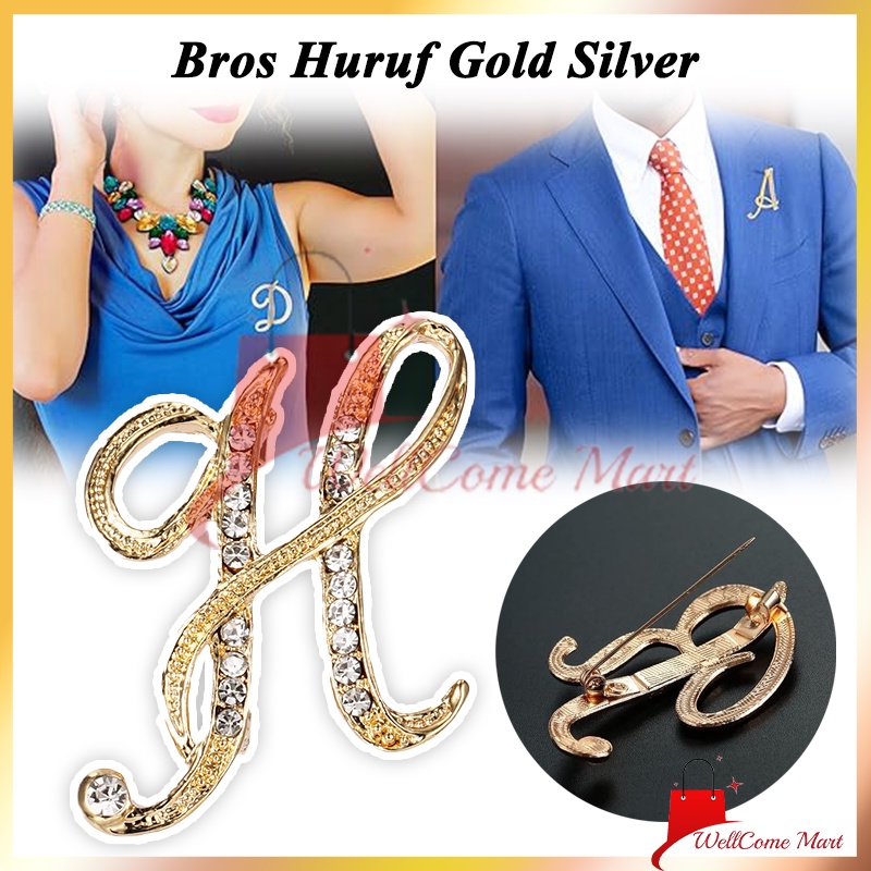 Bros Huruf Gold Silver / Bros Huruf Gold / Bros Inisial Nama
