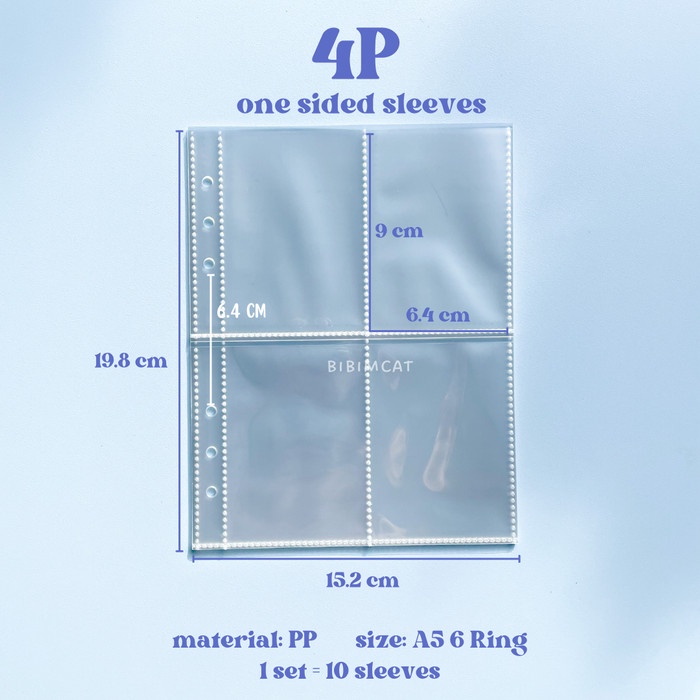 

A5 Size 10 Lembar Sleeve Binder A5 6 Ring - ONE Side - Sleeve 2P A5