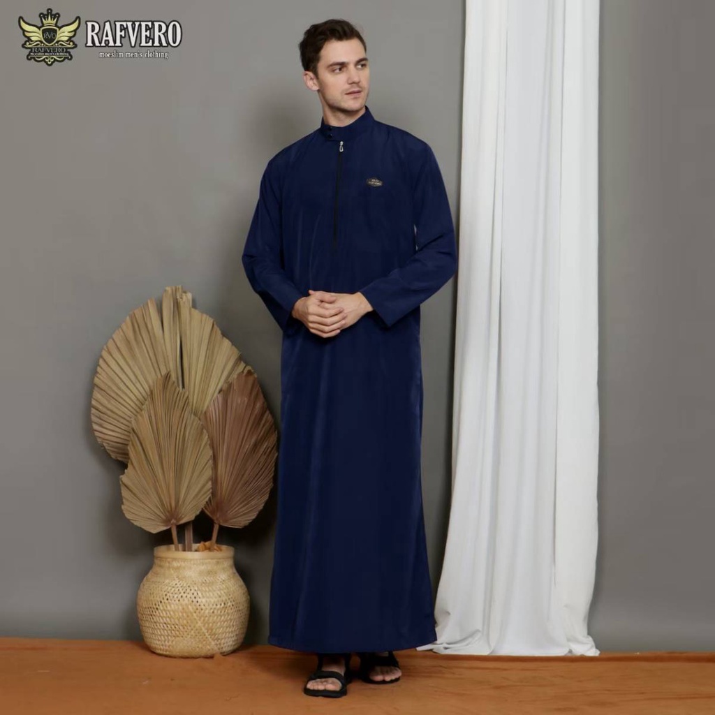 Jubah Gamis Pria - Jubah Pria Elvano Polos - Jubah Pria Dewasa Hitam Polos