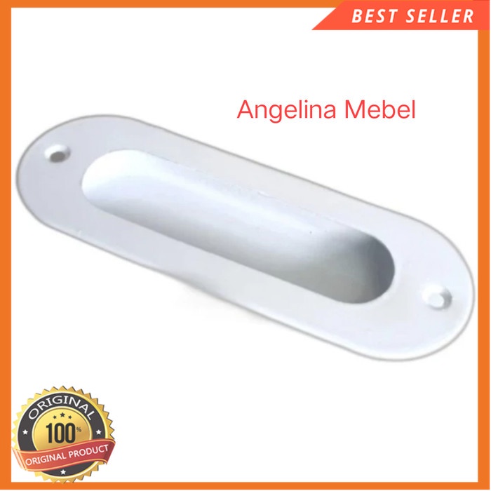 Handle Tanam Oval PUTIH / Tarikan Kom Pintu Sliding Geser WHITE