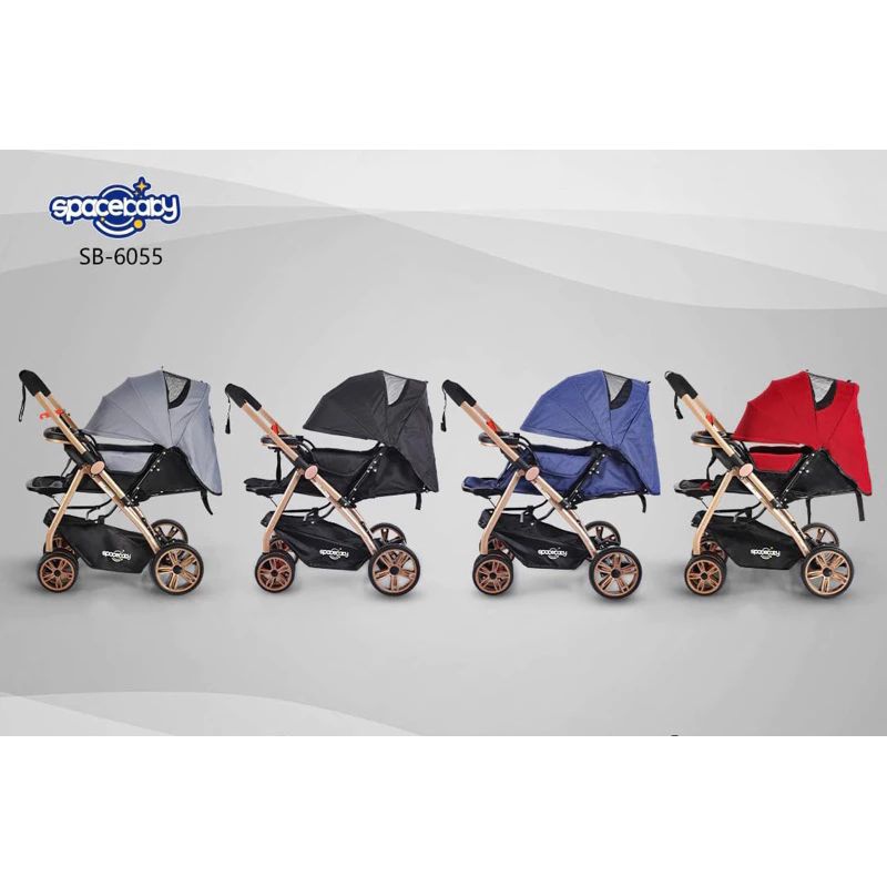 Stroller Spacebaby SB-6055 Reversible Stir Size XL Kereta Dorong Bayi Roda 4