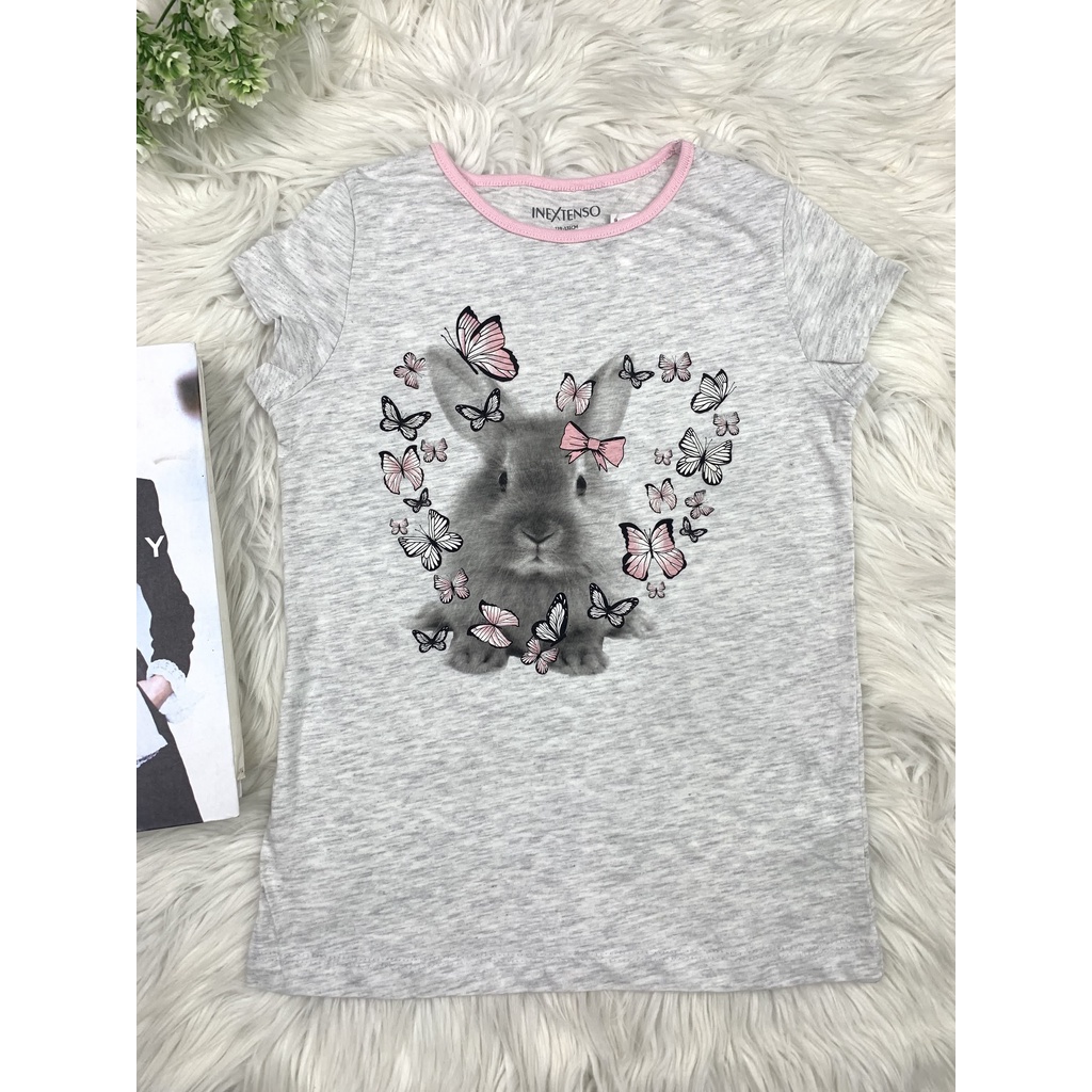 KAOS CEWEK ABU KELINCI - BRAND INEXTENSO - BRAND ORIGINAL - KAOS LENGAN PENDEK ANAK CEWEK - KIDS FAC