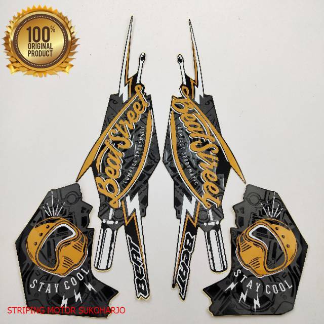 (ORI) striping honda beat street 2017 2018 hitam kualitas original