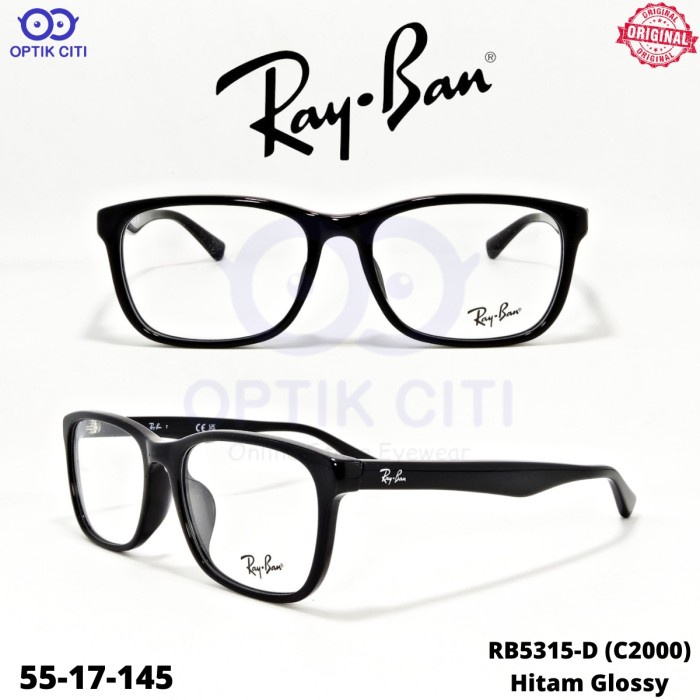 frame kacamata kotak pria wanita rayban original ringan RB 5315 D