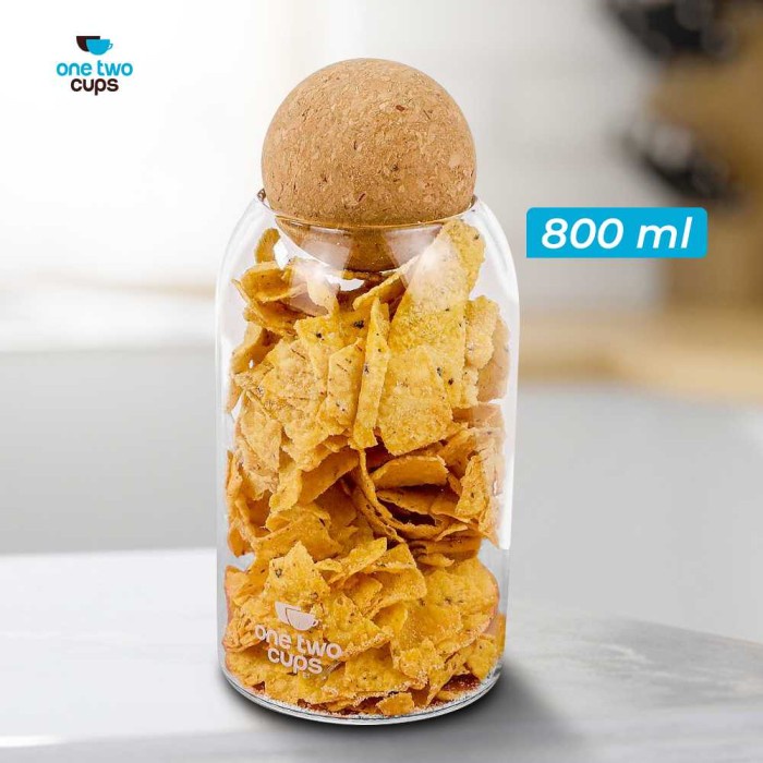 [FREE LOGO] Toples Kaca Penyimpanan Makanan Snack 500/800/1200 ml