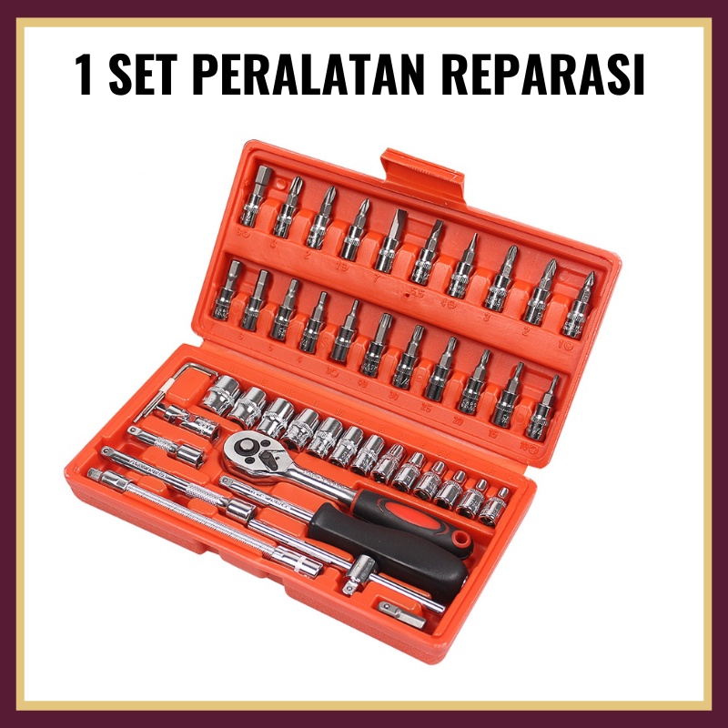 Obeng Set Reparasi Service Mobil 46 in 1 Peralatan Bengkel Lengkap