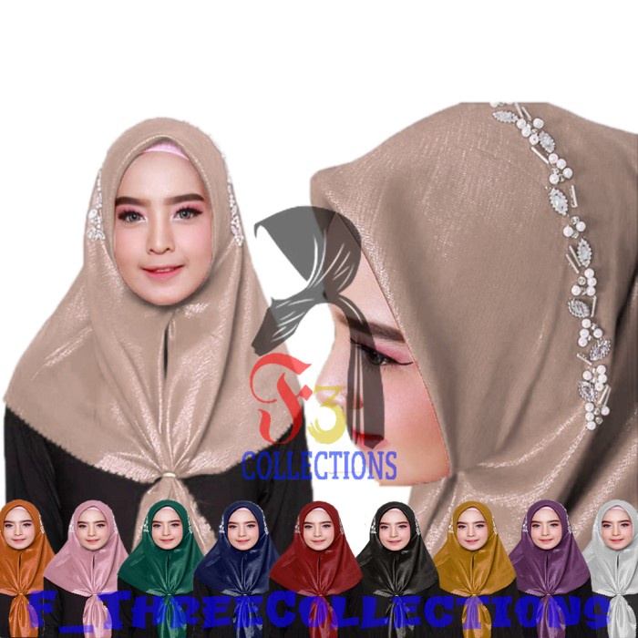 Hijab segi empat shinar glowing payet bando / hijab payet / jilbab - Random