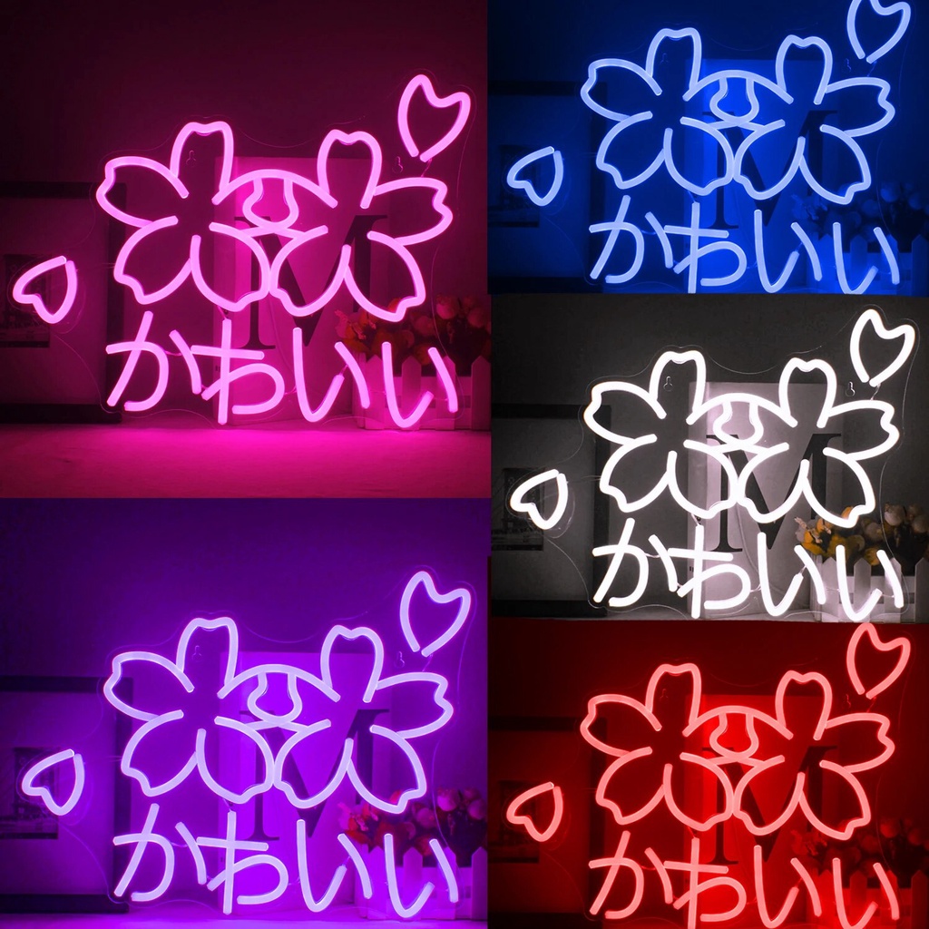 Ineonlife Custom Neon Sign Flower Sakura Kawaii Blossom LED Light Used For Bedroom Coffee Shop Party