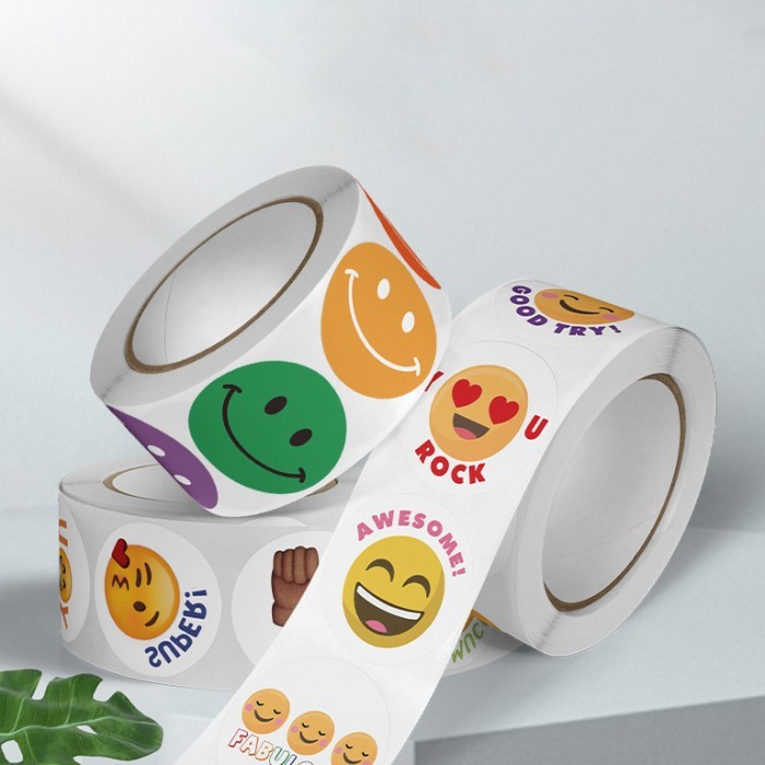 

Stiker Emoji Emoticon Smiley Ekspresi Kartun Bundar diameter 2,5 cm (1 Roll/ 500pcs)