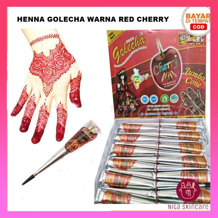 Golecha Henna Cherry Red Warna Cherry Hennai