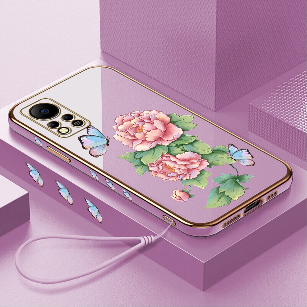 Infinix Hot 11S NFC Hp Casing Silikon Softcase Handphone Untuk Light Luxury Butterfly Flower Soft Kesing Cover Phone Case Sofcase Cassing