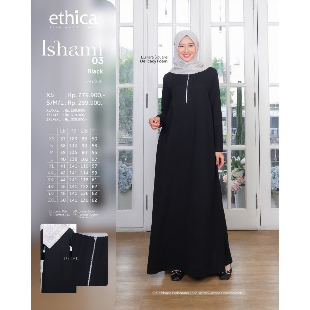 DRESS ONLY ETHICA ORIGINAL ISHAMI 03 BLACK GAMIS DEWASA GAMIS ETHICA GAMIS FASHIONABLE 2023