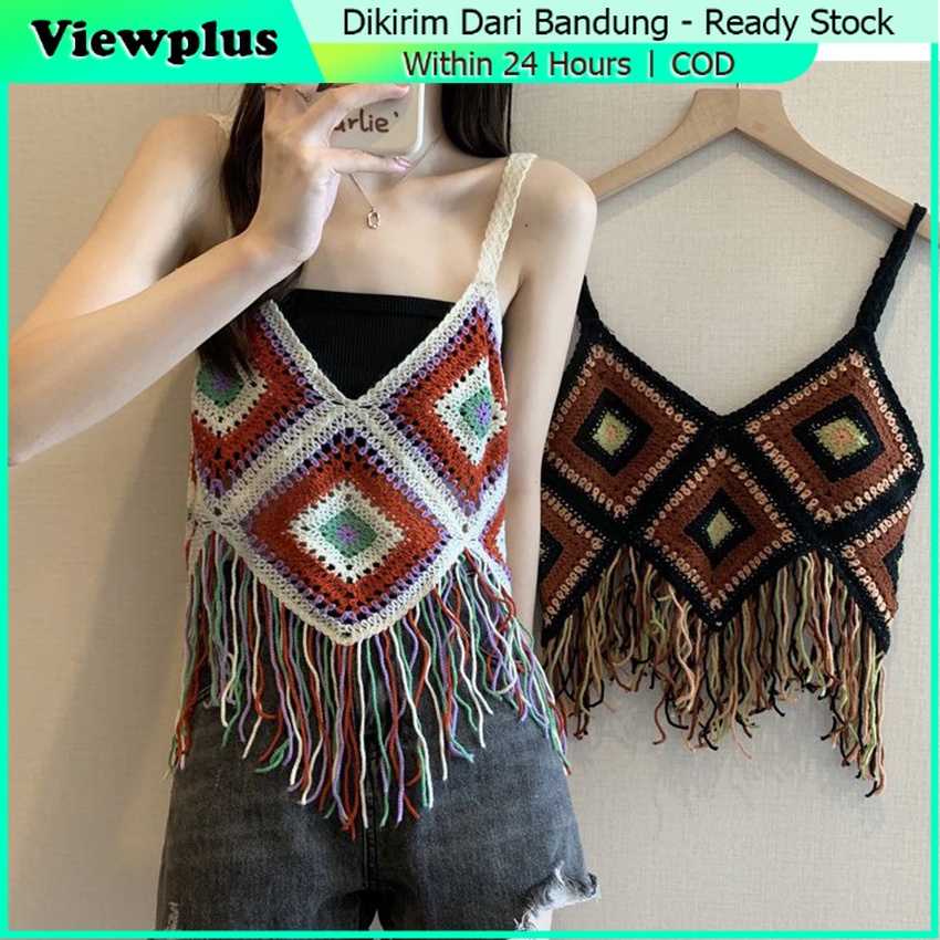 Tanktop Crochet Vest Rajut Crop Tank Top Crochet Korea