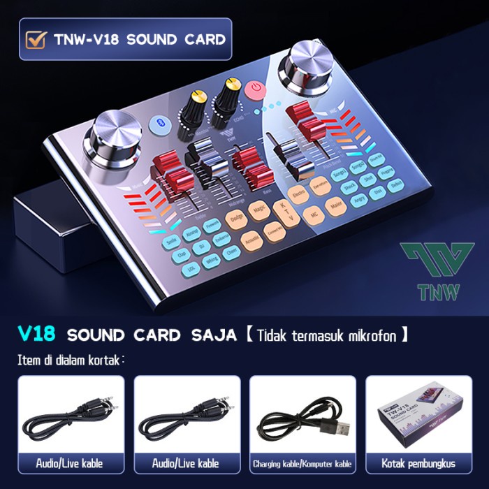 TNW-V18 Sound Card Bluetooth Live Mixer untuk Live streaming Karaoke - Soundcard V18