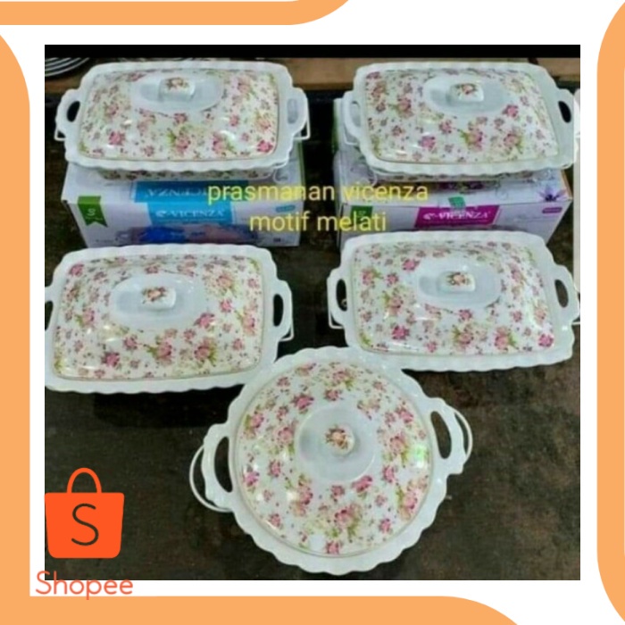 Dijual last stok VICENZA PAKET PRASMANAN MEWAH 5PCS FOOD WARMER - putih gold Berkualitas