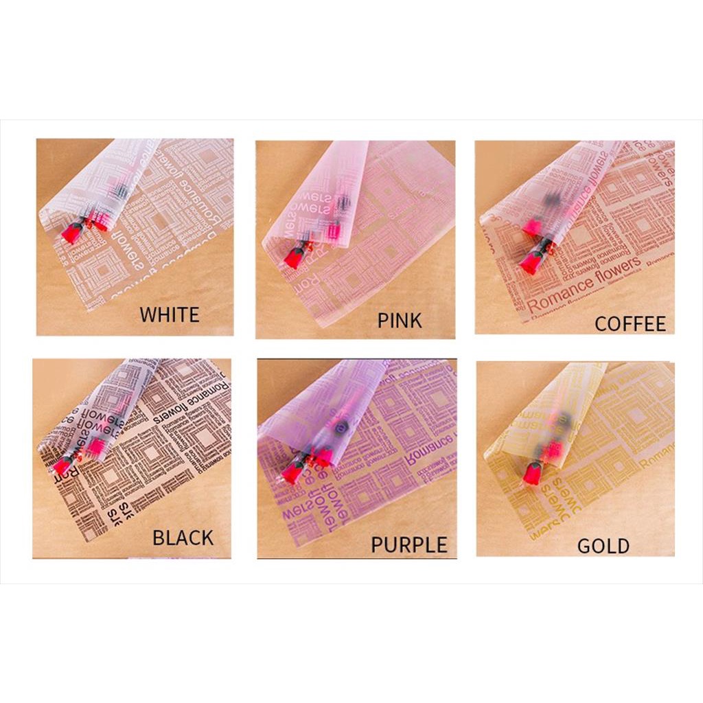 

[1 LEMBAR] SEMILUCENT PLASTIC FULL LETTER Flower Wrapping Paper/Kertas Bungkus Buket Bunga Motif Huruf