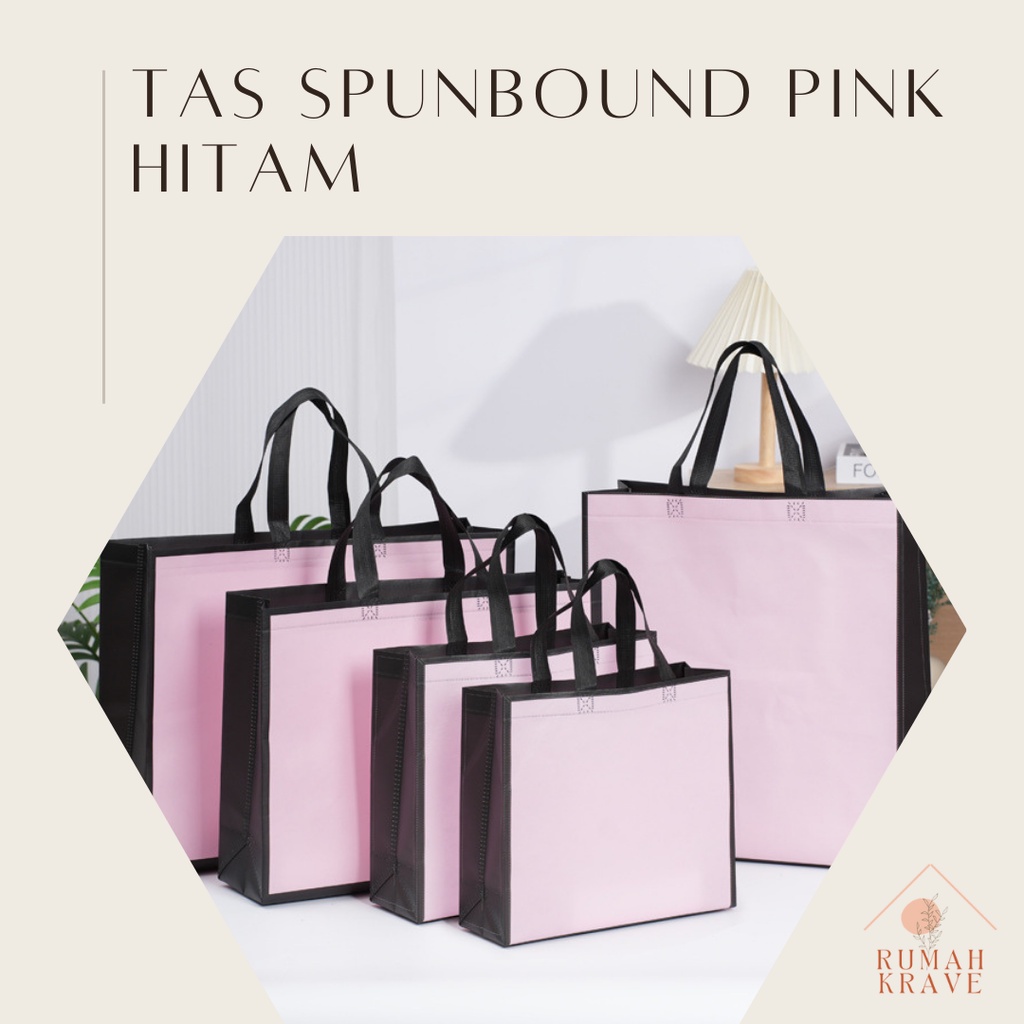 

RUMAH KRAVE - Tas Spunbound Pink Hitam Tas Kado Souvenir Kain