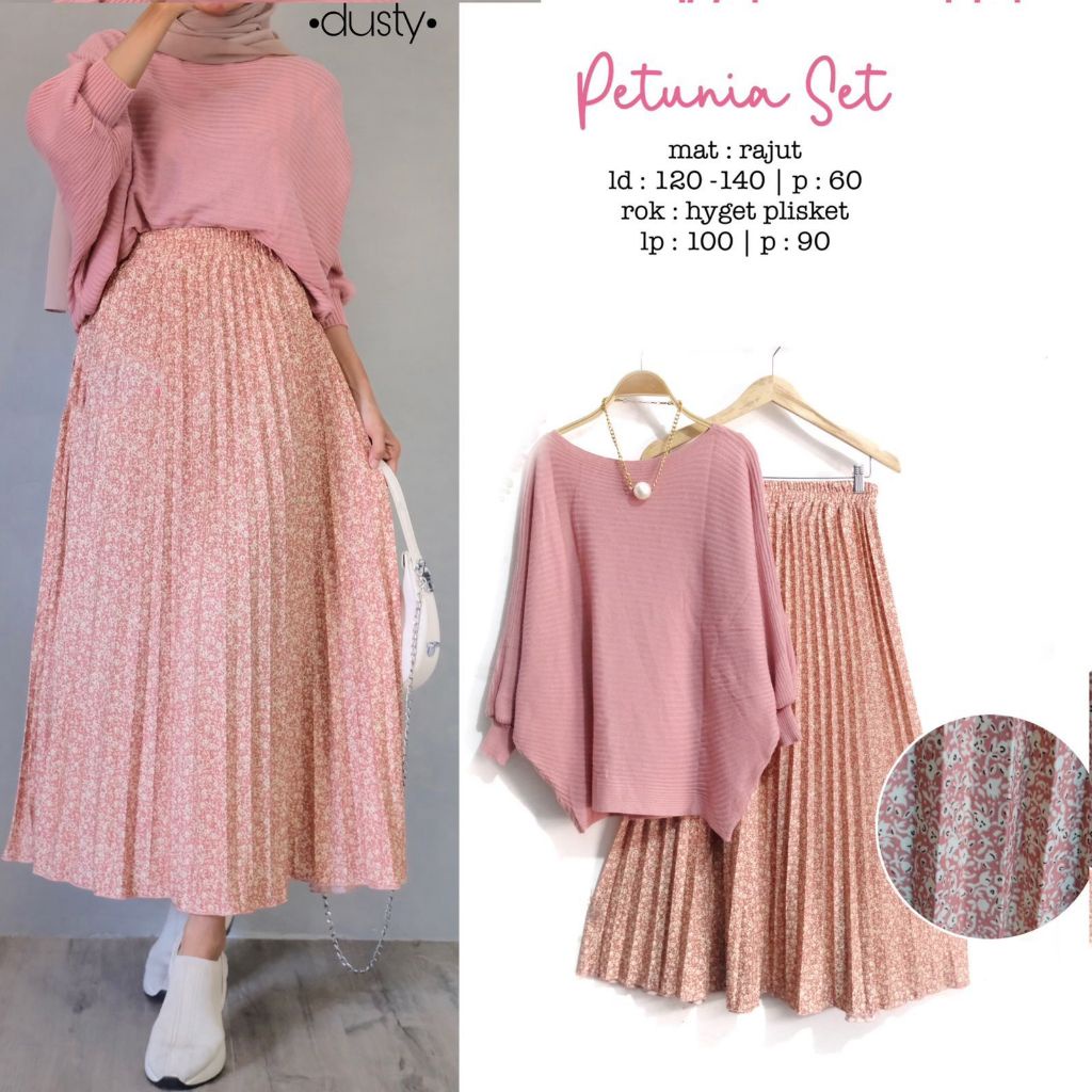 [jejehastore] petunia set top rajut batwing rok hyget plisket jumbo