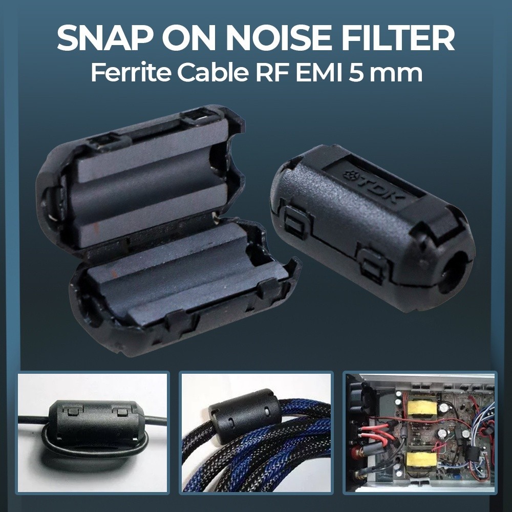Snap On Noise Filter Ferrite Cable RF EMI 5 mm
