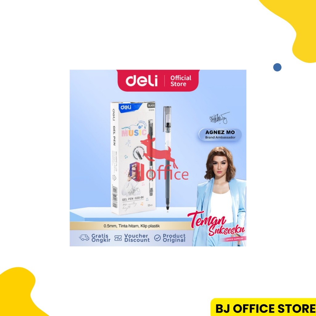 

Deli Gel Pen 0.5mm AGNEZ MO Special Edition G20-BK - Pulpen Gel Hitam
