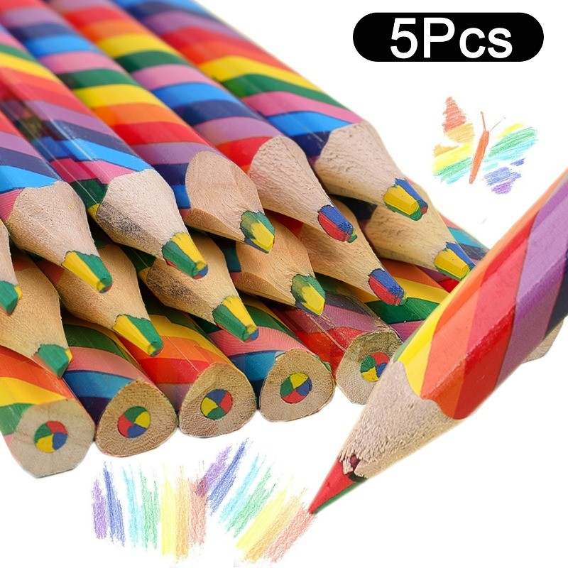 

Cute 4 Color Concentric Rainbow Pencil Wooden Bulk Rainbow Pencil for Student Painting Graffiti Drawing Gift Art School Supplies