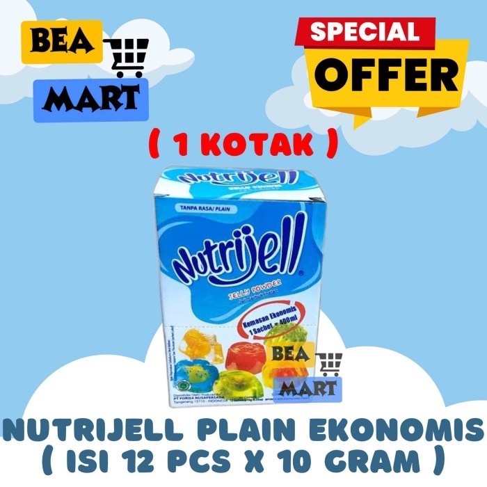 

Nutrijell Tawar / Plain / Tanpa Rasa Kemasan Ekonomis 1 Kotak Isi 12 Pcs x 10gr