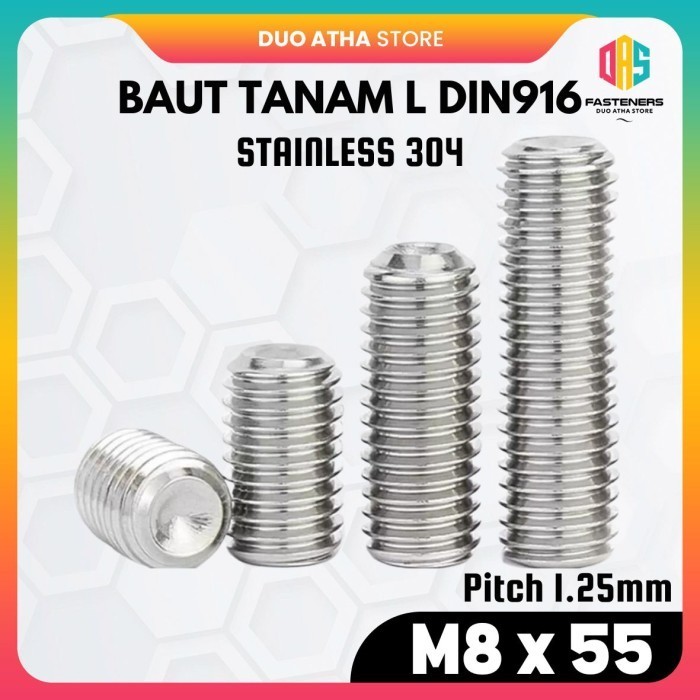 Baut Tanam L M8 x 55 / L-Set Socket M8x55 Stainless SS304