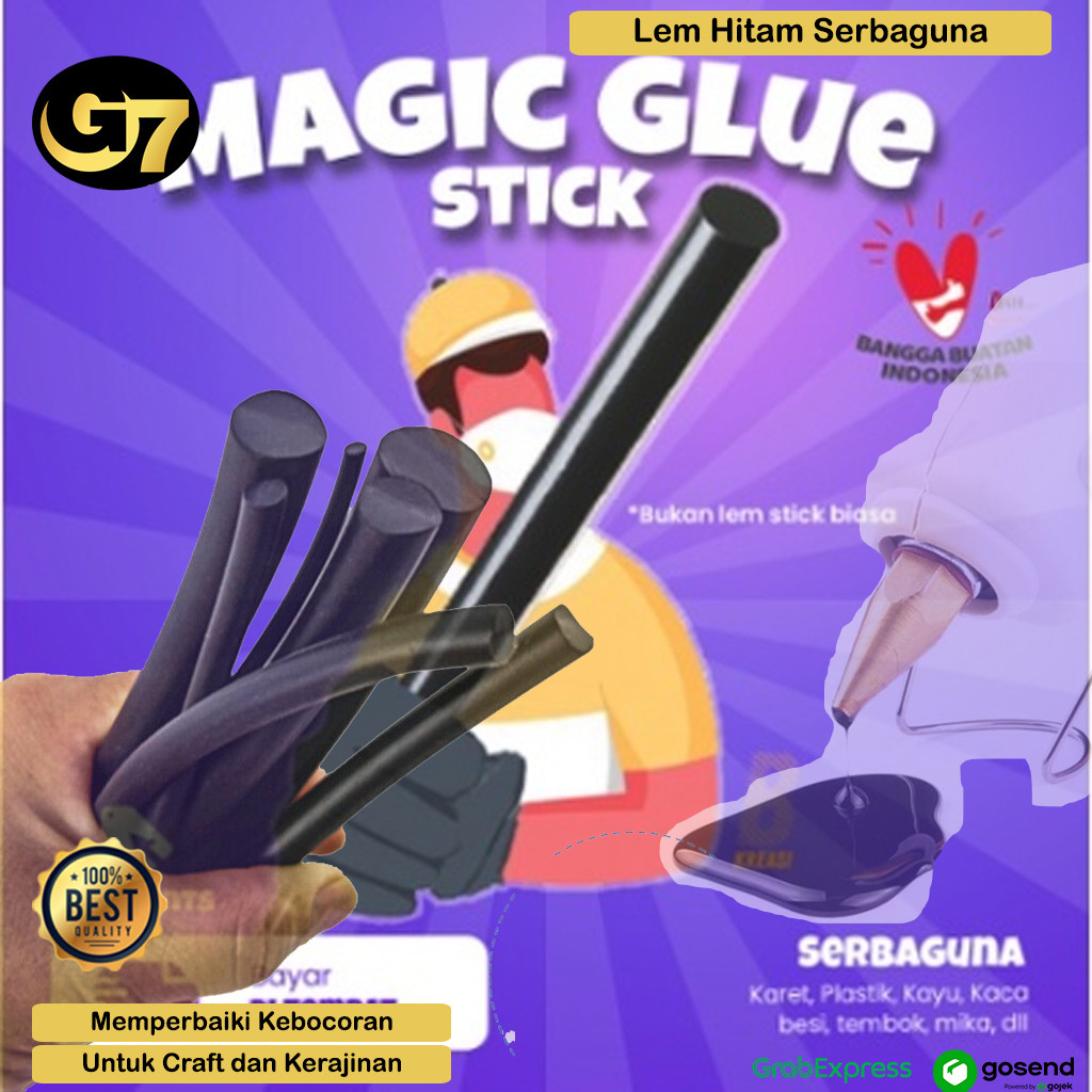 Lem Bakar Hitam Ajaib Asli Lem Tembak Kecil Warna Hitam Lem Tambal Penambal Lubang Ember Plastik Ref