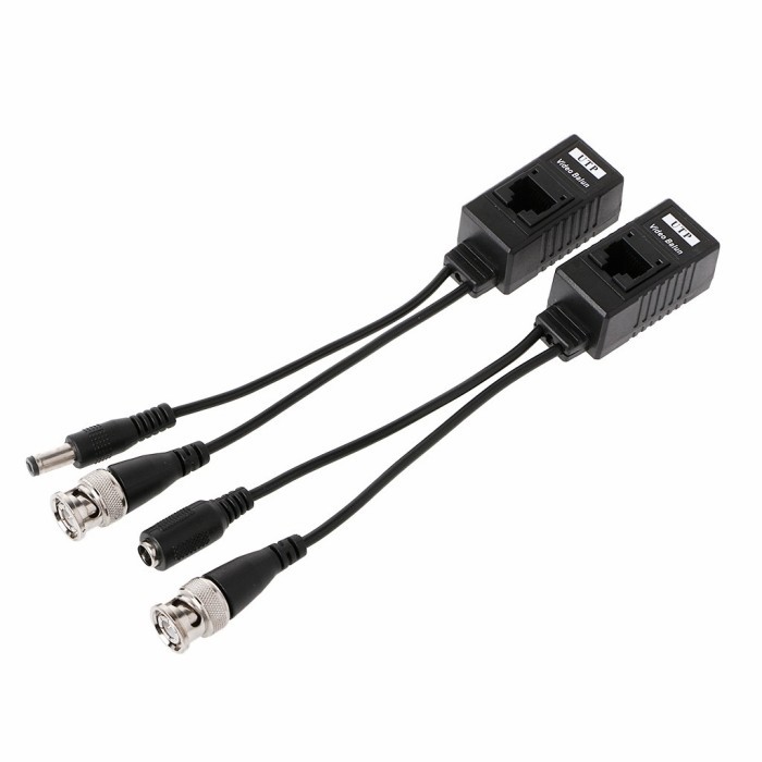 

1Pair BNC To RJ45 Passive Video Power+Audio Balun Transceiver For CCTV - 3 kabel