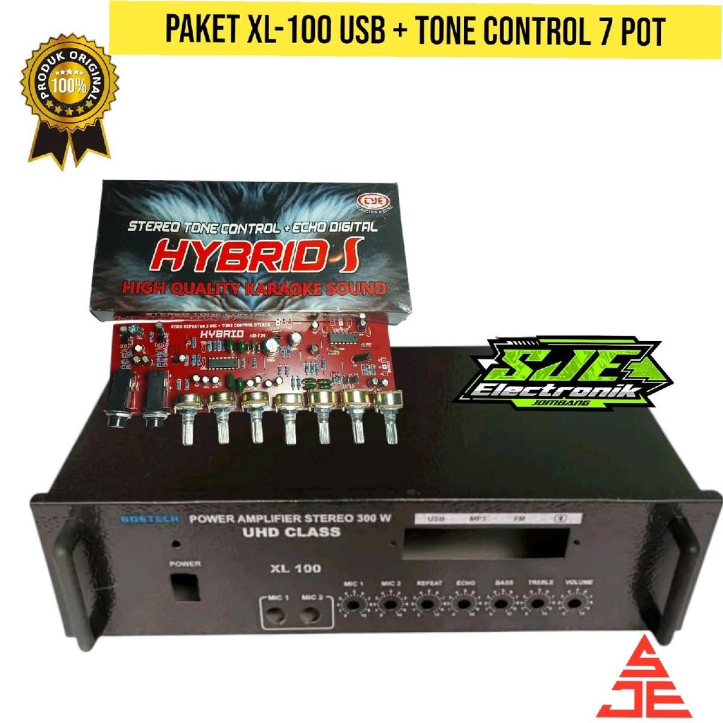 paket BOX xl 100 + usb lengkap tone control stereo hibris Amplifier