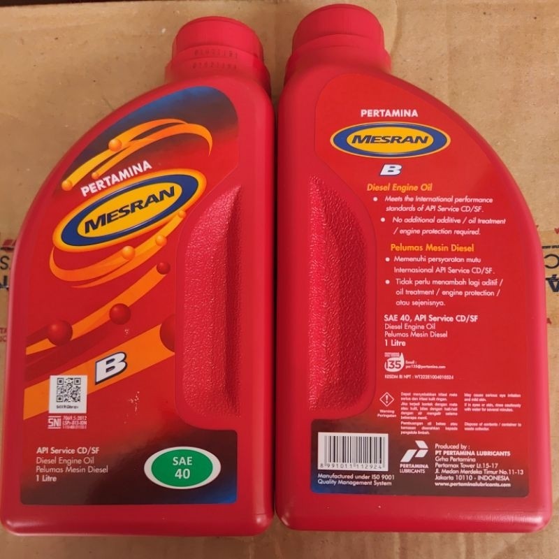 OLI MESRAN B40 SAE 40 1 LITER (1 BOTOL) TERMURAH