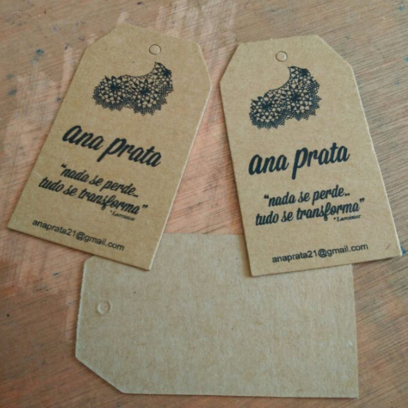 

500pcs Custom 350GSM Retro kraft tags for toy/hat/jeans 4 * 7 cm price swing hang tag