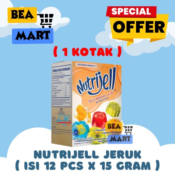 

Nutrijell Jeruk 1 Kotak Isi 12 Pcs x 15 gr | Agar Agar Orange Jelly Powder Instant 15gr