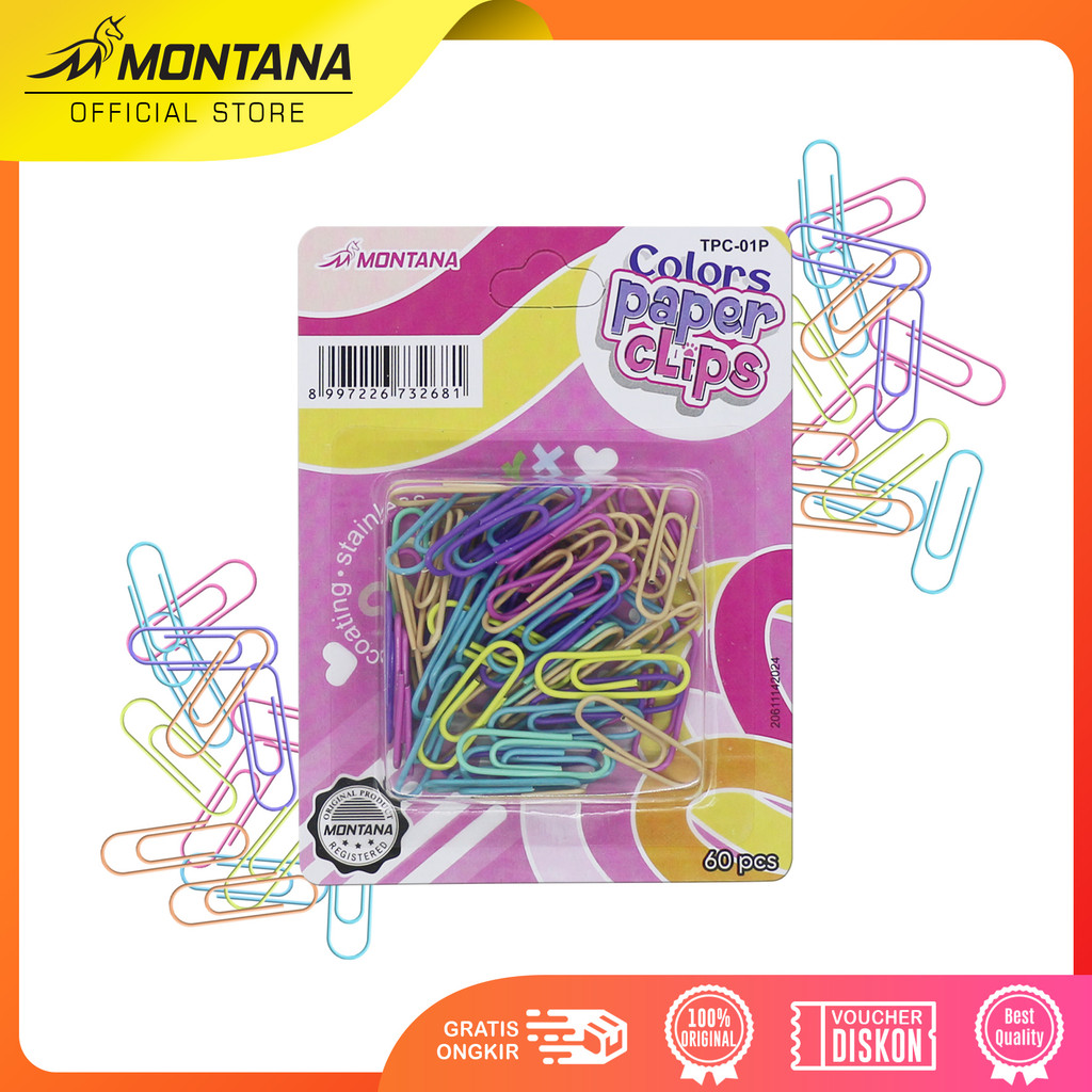 

Montana Paper Clip / Klip / Penjepit Kertas Montana TPC-01P PASTEL RETAIL